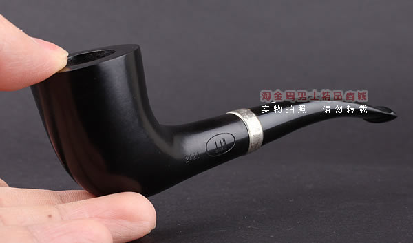 英国Dunhill登喜路 进口石楠木手工烟斗 银圈黑色礼服DRESS 2421-10