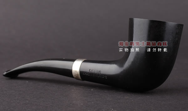 英国Dunhill登喜路 进口石楠木手工烟斗 银圈黑色礼服DRESS 2421-2