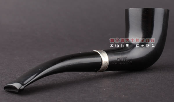 英国Dunhill登喜路 进口石楠木手工烟斗 银圈黑色礼服DRESS 2421-3