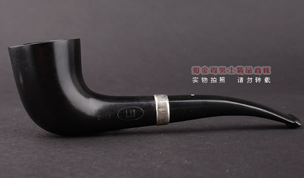 英国Dunhill登喜路 进口石楠木手工烟斗 银圈黑色礼服DRESS 2421-4