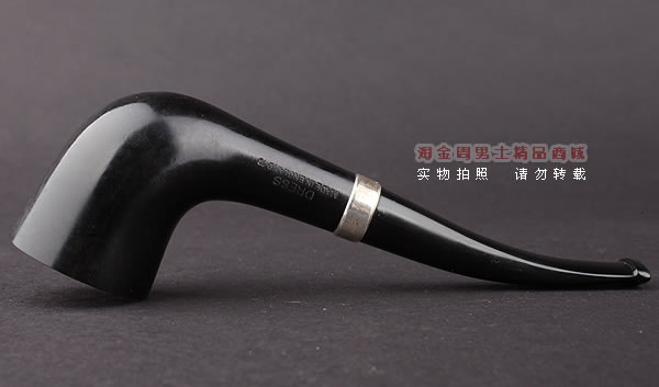 英国Dunhill登喜路 进口石楠木手工烟斗 银圈黑色礼服DRESS 2421-5