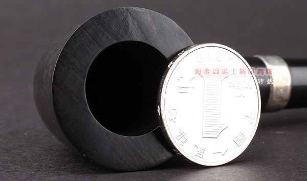 英国Dunhill登喜路 进口石楠木手工烟斗 银圈黑色礼服DRESS 2421-6