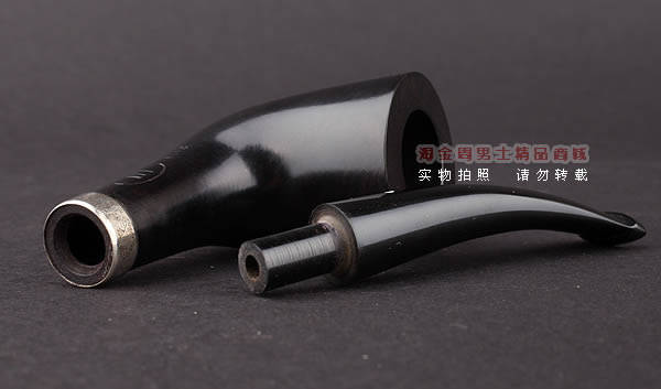 英国Dunhill登喜路 进口石楠木手工烟斗 银圈黑色礼服DRESS 2421-7