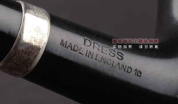 英国Dunhill登喜路 进口石楠木手工烟斗 银圈黑色礼服DRESS 2421-9