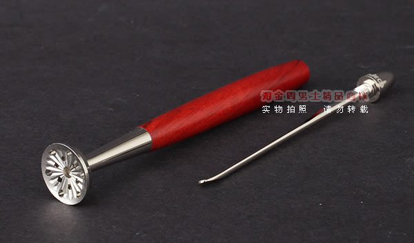 8deco鱼雷凹勺镂花烟斗通针压棒 碾磨式 花梨木-1