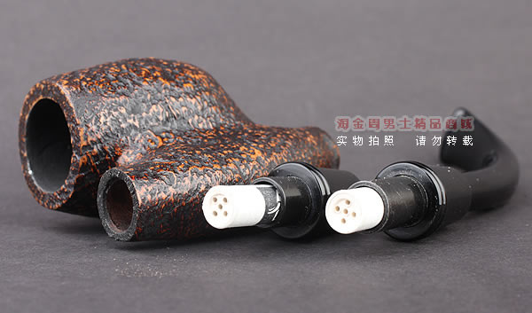 原装进口 正品意大利brebbia芭比石楠木烟斗 双滤芯粗面斗-5