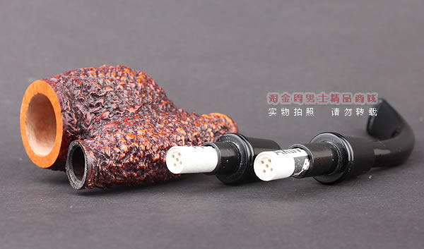原装进口 正品意大利brebbia芭比石楠木烟斗 双滤芯乡村喷砂斗-5