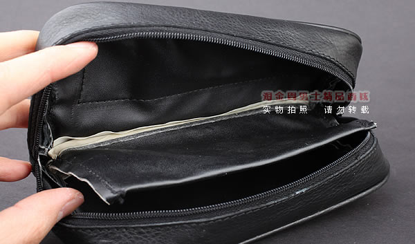 进口烟具 原装正品意大利lubinski真皮2斗烟斗皮包 I703 黑色-4