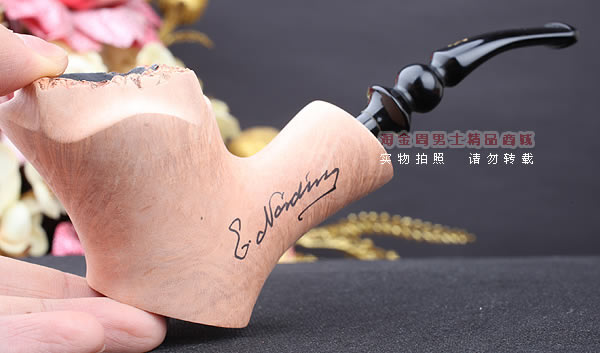 丹麦Erik Nording石楠木手工签名烟斗 STANDING 原木桌斗21-10