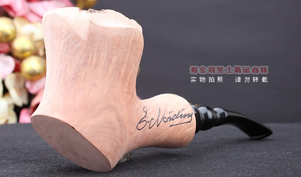 丹麦Erik Nording石楠木手工签名烟斗 STANDING 原木桌斗23-1