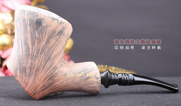 丹麦Erik Nording石楠木手工签名烟斗 SIGNATURE 原木桌斗33-4