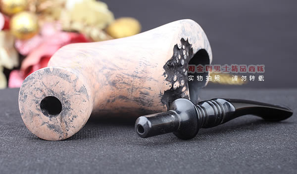 丹麦Erik Nording石楠木手工签名烟斗 SIGNATURE 原木桌斗33-7