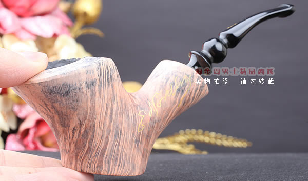 丹麦Erik Nording石楠木手工签名烟斗 SIGNATURE 原木桌斗34-10
