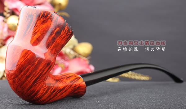 原装进口 丹麦Erik Nording 石楠木手工烟斗 酒红长嘴 阅读斗01-1