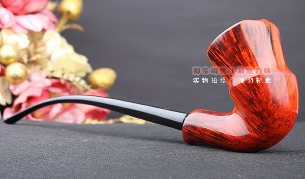 原装进口 丹麦Erik Nording 石楠木手工烟斗 酒红长嘴 阅读斗01-2