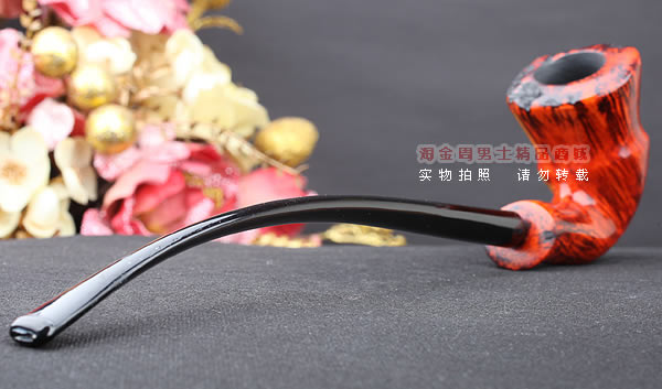 原装进口 丹麦Erik Nording 石楠木手工烟斗 酒红长嘴 阅读斗01-3