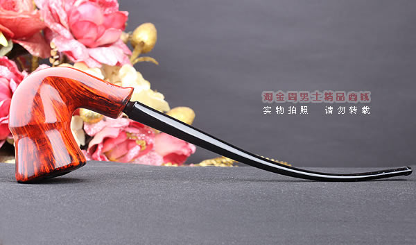 原装进口 丹麦Erik Nording 石楠木手工烟斗 酒红长嘴 阅读斗01-5