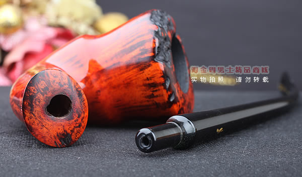 原装进口 丹麦Erik Nording 石楠木手工烟斗 酒红长嘴 阅读斗01-7