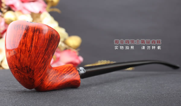 原装进口 丹麦Erik Nording 石楠木手工烟斗 酒红长嘴 阅读斗02-1