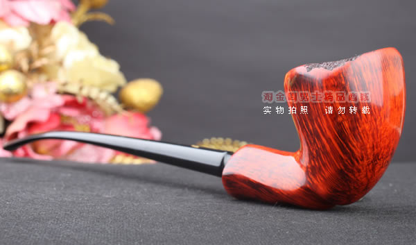 原装进口 丹麦Erik Nording 石楠木手工烟斗 酒红长嘴 阅读斗02-2