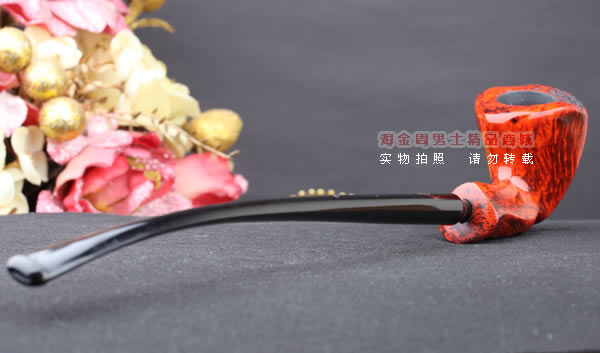 原装进口 丹麦Erik Nording 石楠木手工烟斗 酒红长嘴 阅读斗02-3