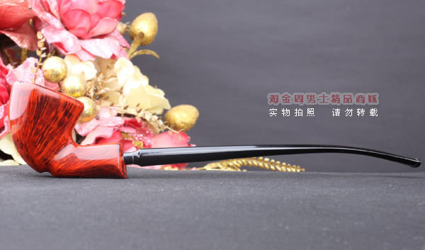 原装进口 丹麦Erik Nording 石楠木手工烟斗 酒红长嘴 阅读斗02-4