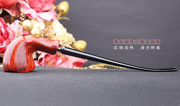 原装进口 丹麦Erik Nording 石楠木手工烟斗 酒红长嘴 阅读斗02-5