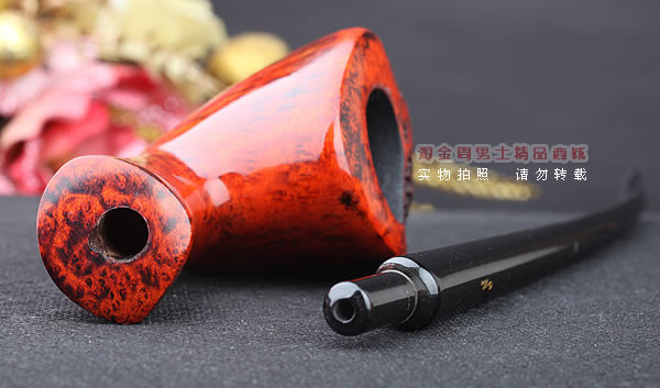 原装进口 丹麦Erik Nording 石楠木手工烟斗 酒红长嘴 阅读斗02-7