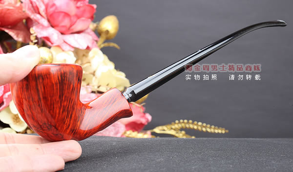 原装进口 丹麦Erik Nording 石楠木手工烟斗 酒红长嘴 阅读斗02-9