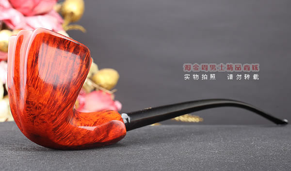 原装进口 丹麦Erik Nording 石楠木手工烟斗 酒红长嘴 阅读斗03-1