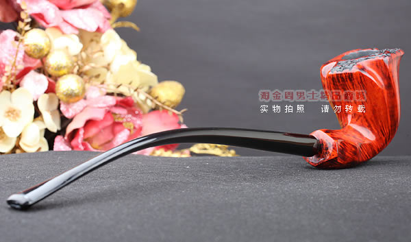 原装进口 丹麦Erik Nording 石楠木手工烟斗 酒红长嘴 阅读斗03-3