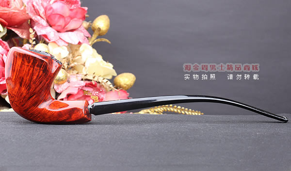 原装进口 丹麦Erik Nording 石楠木手工烟斗 酒红长嘴 阅读斗03-4