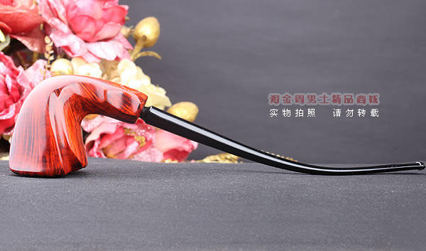 原装进口 丹麦Erik Nording 石楠木手工烟斗 酒红长嘴 阅读斗03-5