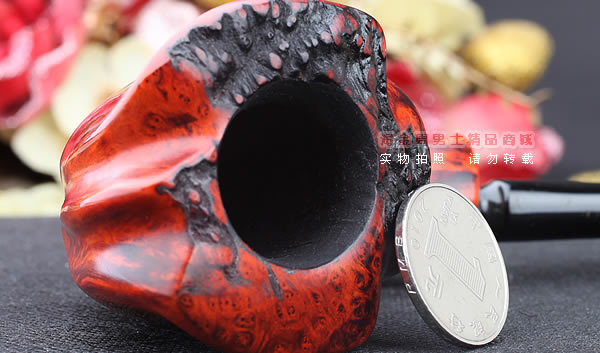 原装进口 丹麦Erik Nording 石楠木手工烟斗 酒红长嘴 阅读斗03-6