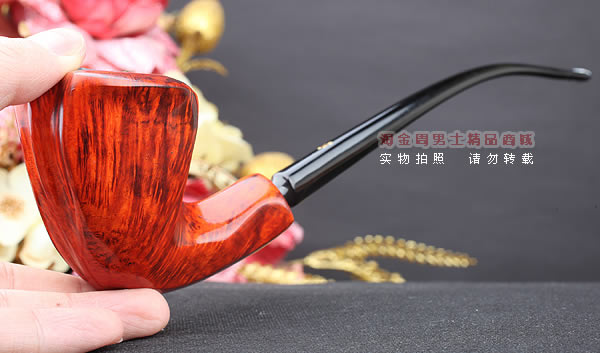 原装进口 丹麦Erik Nording 石楠木手工烟斗 酒红长嘴 阅读斗03-9