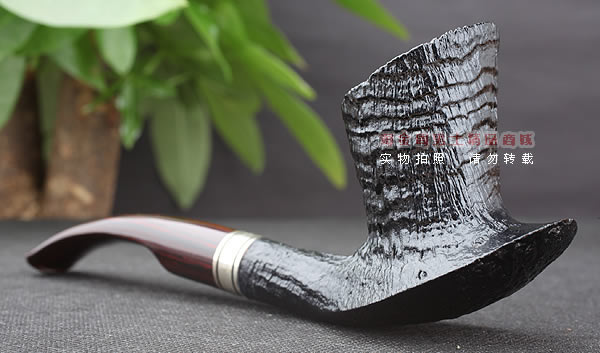 原装进口 法国CHACOM CC石楠木烟斗 14年度黑色粗面限量斗-2