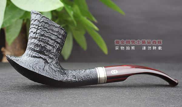 原装进口 法国CHACOM CC石楠木烟斗 14年度黑色粗面限量斗-4