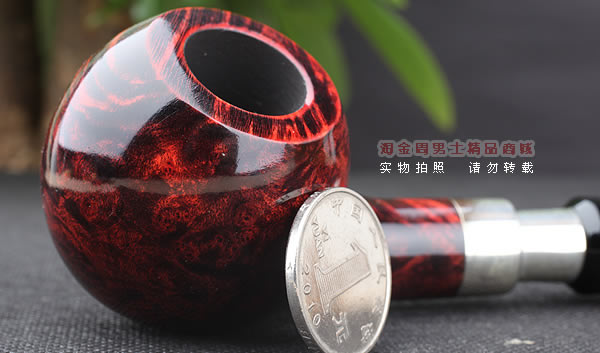 进口烟具 正品德国db石楠木 酒红925银圈烟斗 六件套装Gotha-42-6