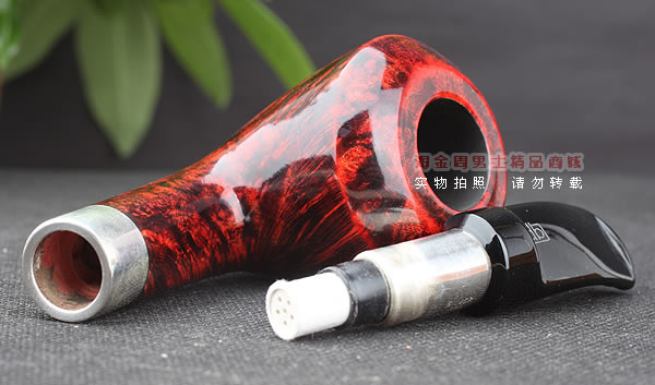 进口烟具 正品德国db石楠木 酒红925银圈烟斗 六件套装Gotha-44-7