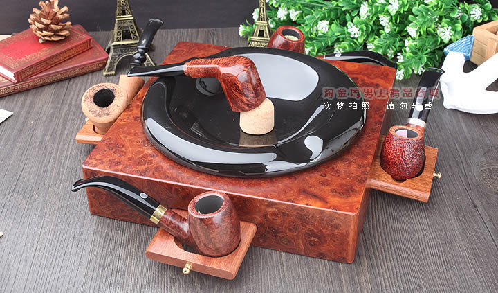淘金周 进口意大利马仕Mastro de Paja 石楠木手工烟斗架 烟灰缸-2