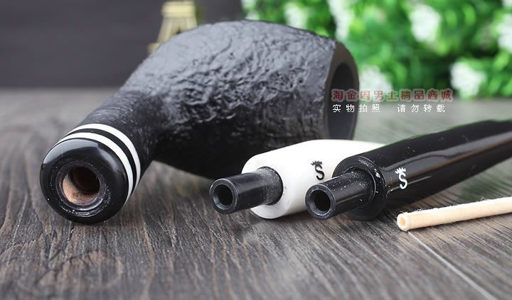 【淘金周】丹麦Stanwell石楠木烟斗阅读烟斗5件套黑白双嘴喷砂403-8