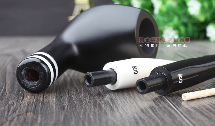 【淘金周】丹麦Stanwell双嘴石楠木烟斗阅读烟斗5件套黑白双嘴403-8