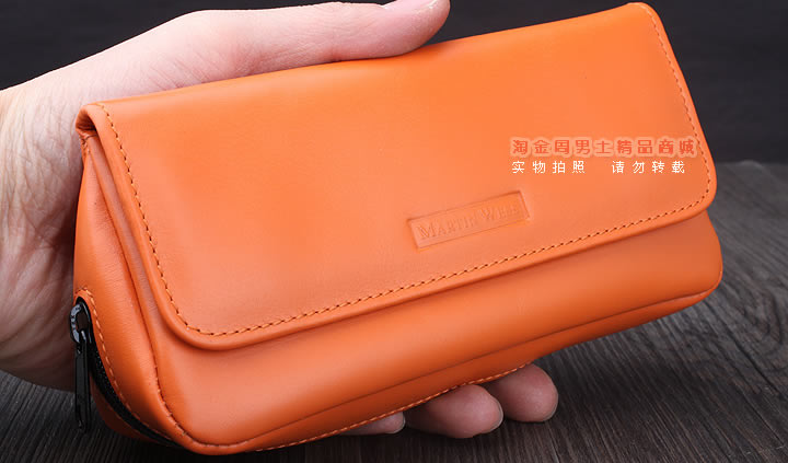 【淘金周】原装德国Martin Wess手工牛皮烟斗包 单斗包K15橙色-10