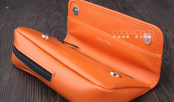 【淘金周】原装德国Martin Wess手工牛皮烟斗包 单斗包K15橙色-2