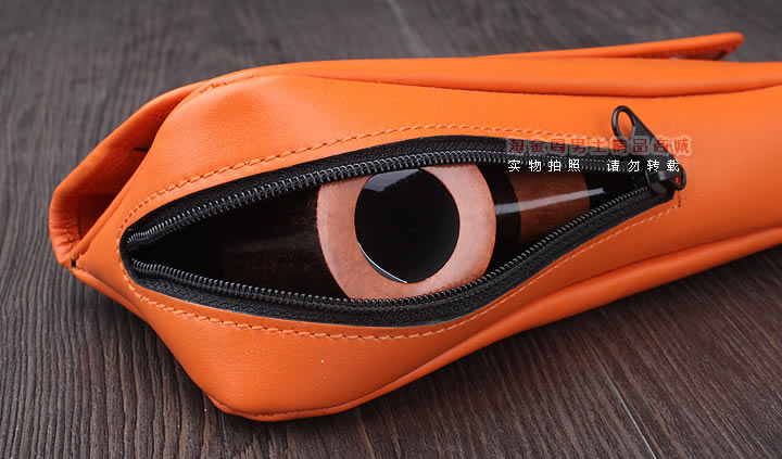 【淘金周】原装德国Martin Wess手工牛皮烟斗包 单斗包K15橙色-4