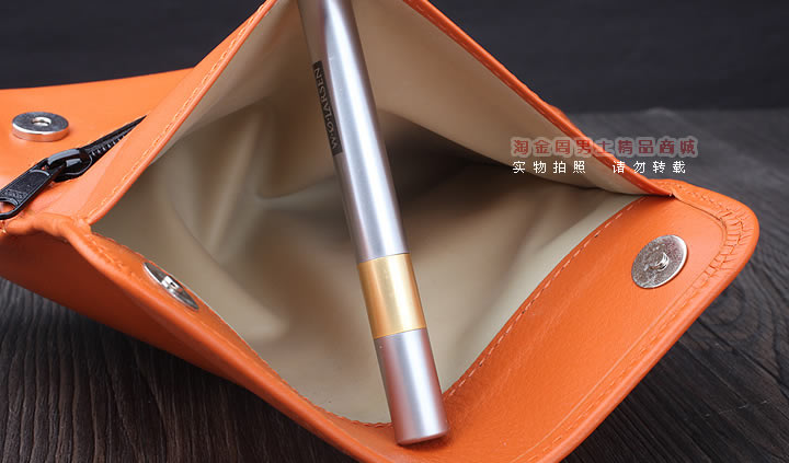 【淘金周】原装德国Martin Wess手工牛皮烟斗包 单斗包K15橙色-6
