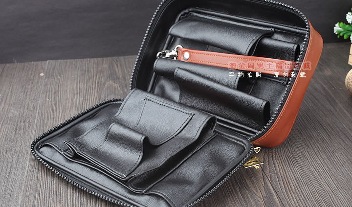 【淘金周】原装德国Martin Wess手工牛皮烟斗包 4斗包p15/4-2