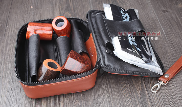 【淘金周】原装德国Martin Wess手工牛皮烟斗包 4斗包p15/4-3
