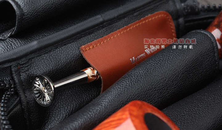 【淘金周】原装德国Martin Wess手工牛皮烟斗包 4斗包p15/4-6