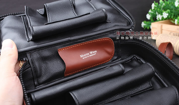 【淘金周】原装德国Martin Wess手工牛皮烟斗包 4斗包p15/4-7
